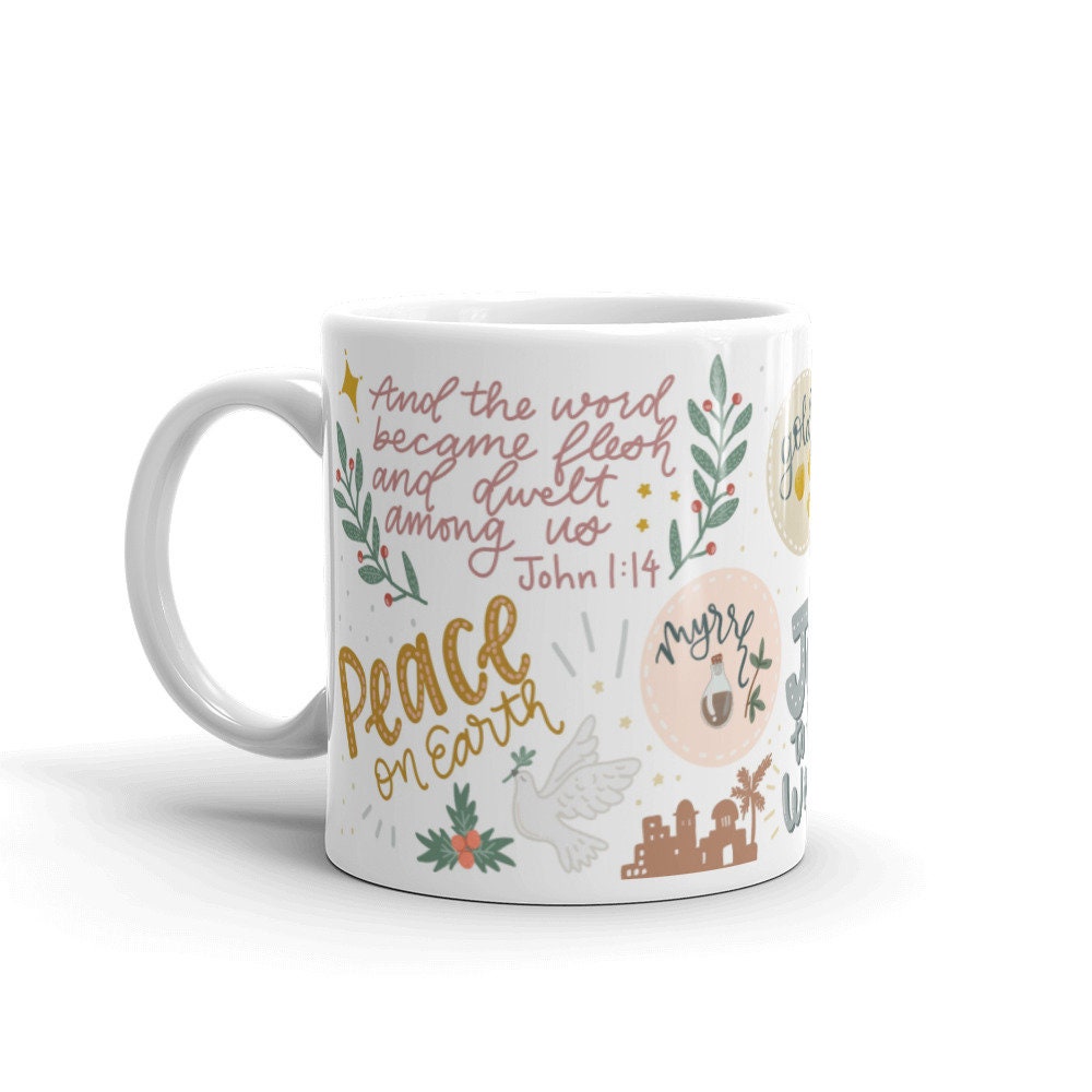 Christian Christmas mug, Jesus is the reason for the season, nativity scene, nativity decor, Jesus mug, oh holy night, Xmas mug - 3.jpg