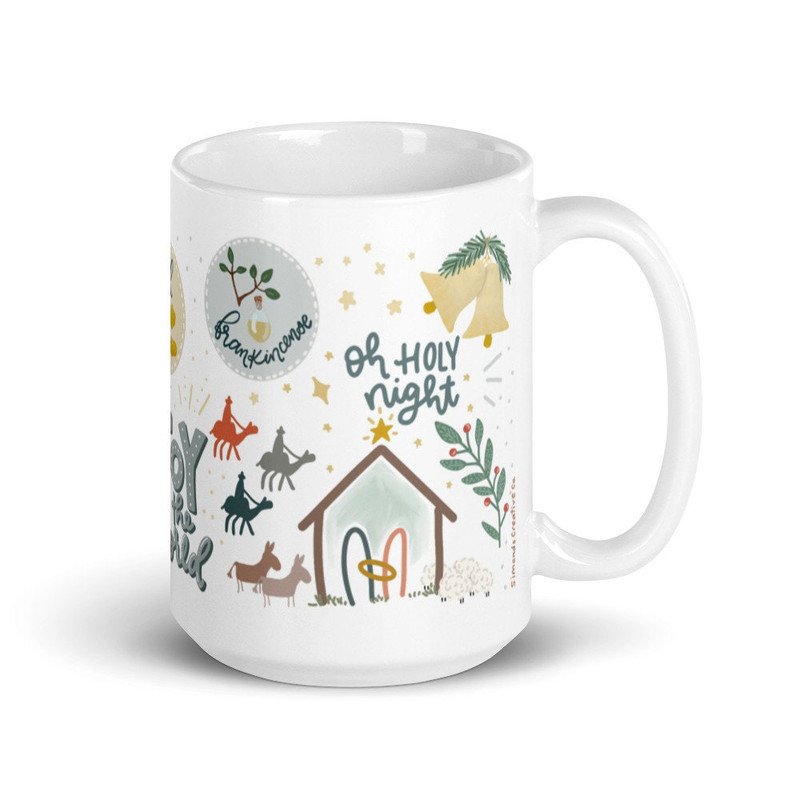Christian Christmas mug, Jesus is the reason for the season, nativity scene, nativity decor, Jesus mug, oh holy night, Xmas mug - 5.jpg