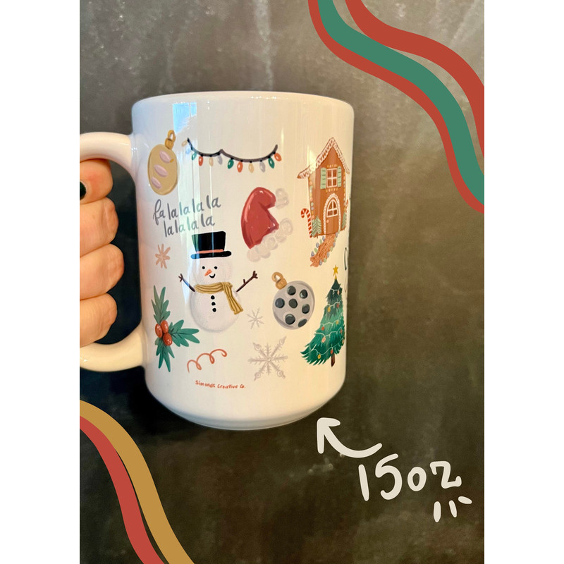 Christmas doodle mug, Christmas mug, gingerbread design, Christmas coffee mug, holiday mug, hot chocolate mug, Christmas gift - 4.jpg