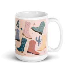 cowgirl boot mug, country life mug, boho country decor, howdy howdy cup