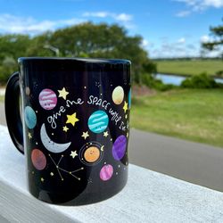 Coffee Mug Give me some space until Ive had my coffee kawaii mug, galaxy mug, birthday gifts, Space mug 11oz