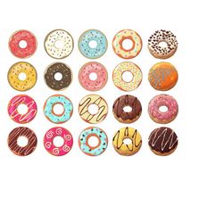 cute donut clipart bundle, kawaii donuts clipart png files, instant download