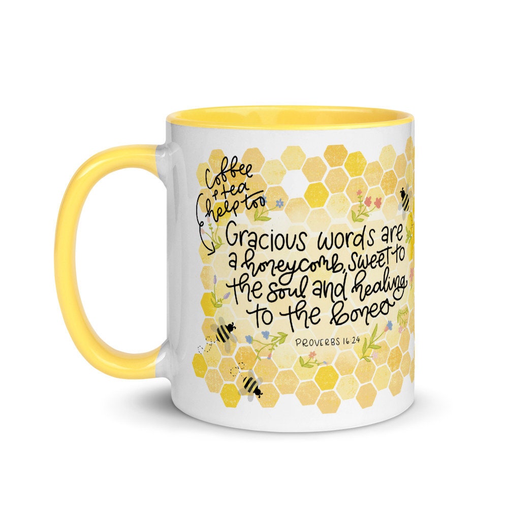 Gracious Words are a Honeycomb mug, Christian mugs, Christian gifts, Gifts for mom, coffee lover - 1.jpg