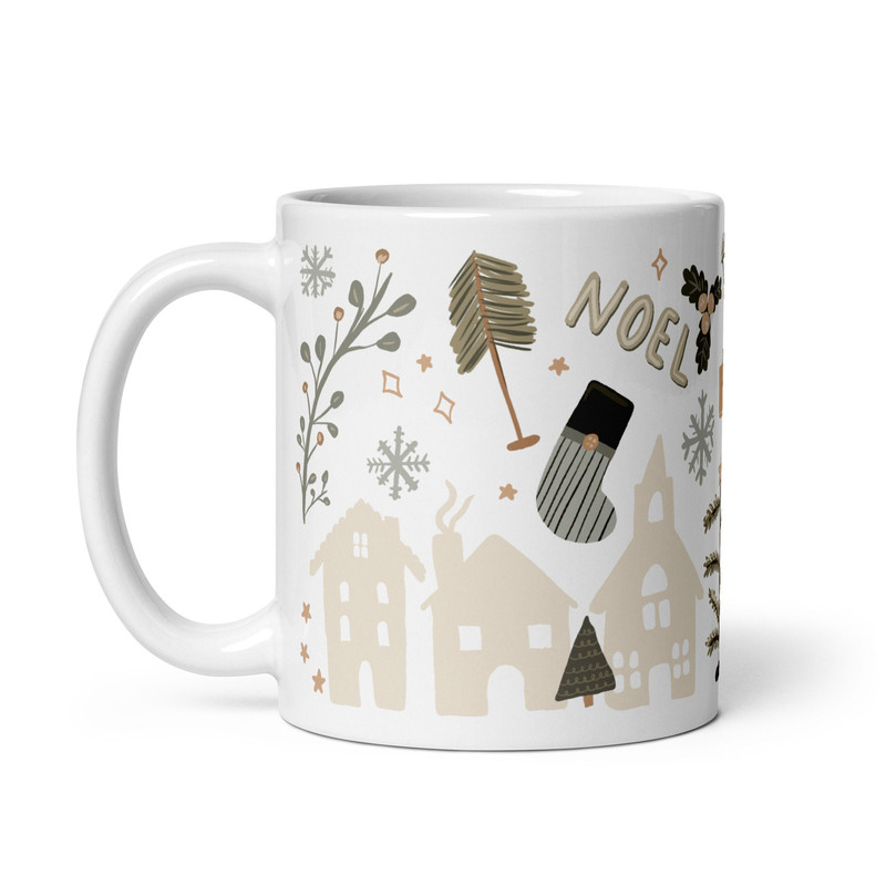 Neutral Christmas mug, Doodles Christmas mug, Christmas gifts, Holiday mug, Winter mug, Boho Christmas mug - 4.jpg