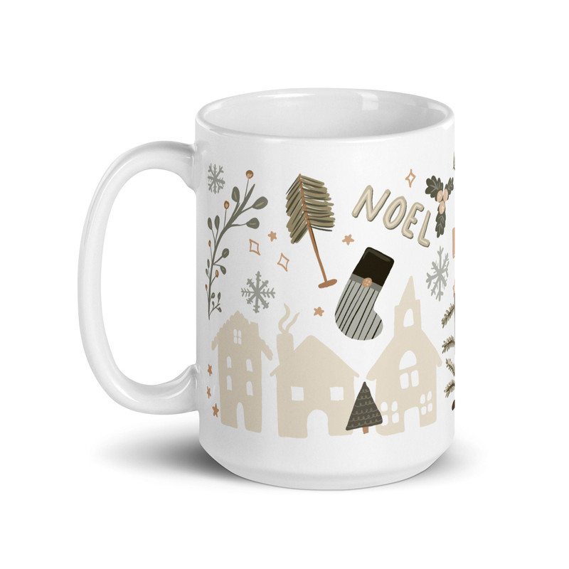 Neutral Christmas mug, Doodles Christmas mug, Christmas gifts, Holiday mug, Winter mug, Boho Christmas mug - 6.jpg