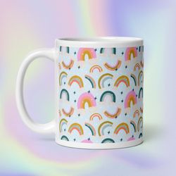 rainbow mug, rainbow coffee mug, happy rainbow mug