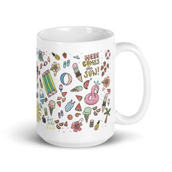 summer mug, beach mug, summer decor, tropical cups