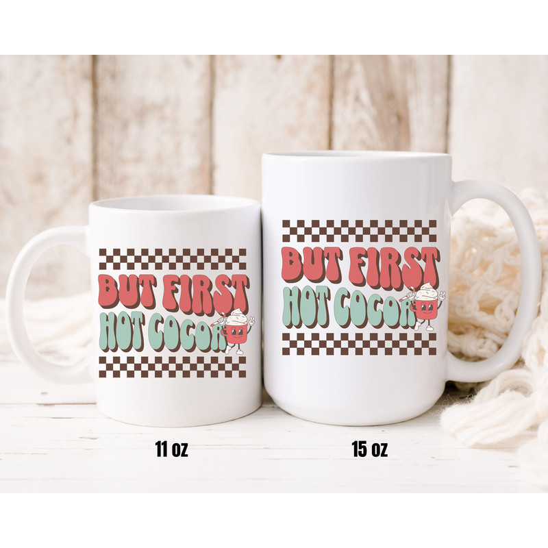 But First Hot Cocoa Christmas Mug, Hot Chocolate Kids Christmas Mug, Childrens Holiday Stocking Stuffer, Retro Groovy Christmas Coffee Mug - 6.jpg