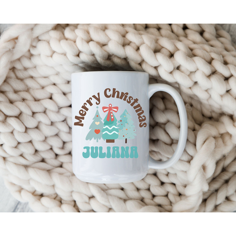 Personalized Christmas Tree mug, Customized Christmas Mug, Holiday Coffee Mug, Retro Kids Cocoa Mug, Stocking Stuffer, Secret Santa Gift - 4.jpg