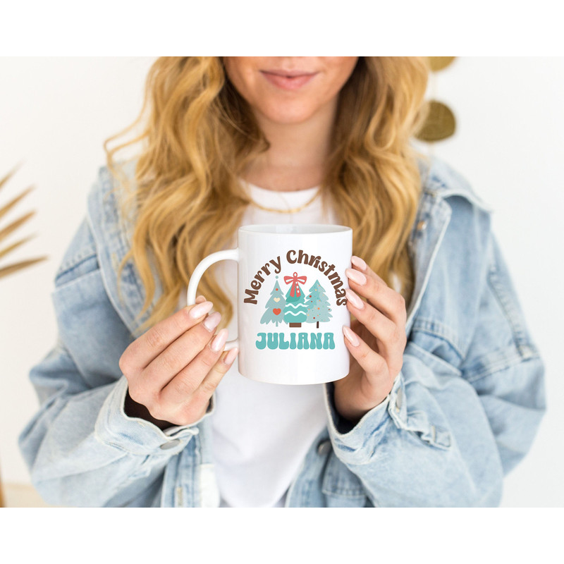 Personalized Christmas Tree mug, Customized Christmas Mug, Holiday Coffee Mug, Retro Kids Cocoa Mug, Stocking Stuffer, Secret Santa Gift - 5.jpg