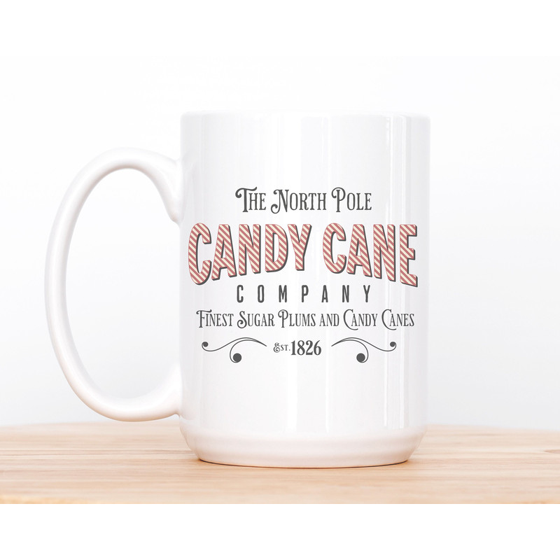 Vintage Style Christmas Coffee Mug, North Pole Candy Cane Company, Old Fashioned Holiday Decor, Christmas Gift Her, Kids Hot Cocoa Mug Gift - 3.jpg