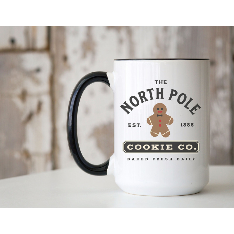 Vintage Style Christmas Coffee Mug, North Pole Cookie Co Hot Chocolate Mug, Old Fashion Holiday Decor, Kids Hot Cocoa Stocking Stuffer Gift - 1.jpg