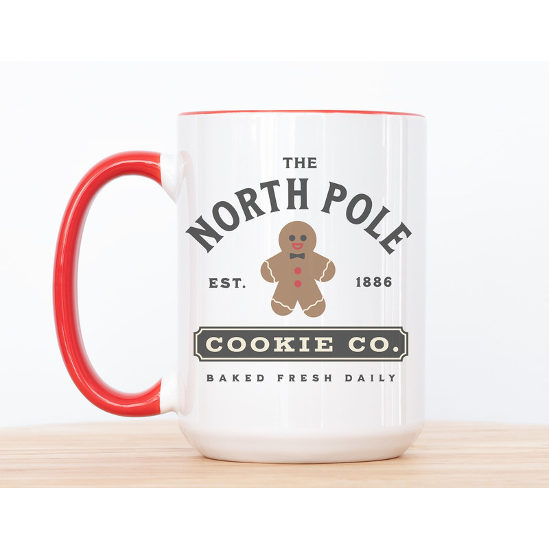 Vintage Style Christmas Coffee Mug, North Pole Cookie Co Hot Chocolate Mug, Old Fashion Holiday Decor, Kids Hot Cocoa Stocking Stuffer Gift - 2.jpg