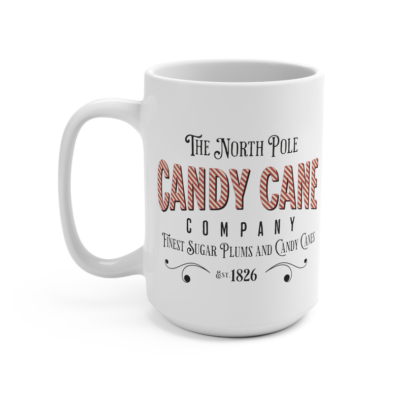 Vintage Style Christmas Coffee Mug, North Pole Candy Cane Company, Old Fashioned Holiday Decor, Christmas Gift Her, Kids Hot Cocoa Mug Gift - 9.jpg