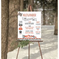 Racing car Milestone Poster, EDITABLE Racecar first Birthday Chalkboard sign, Vintage 1st poster Instant Digital downloa