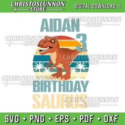 personalized name for birthday kids svg/png, custom name kids, dinosaur 3rd birthday svg, retro svg file