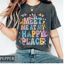 retro magic kingdom comfort tee, disneyland matching family trip shirt, meet me at my happy place, disney world vacation