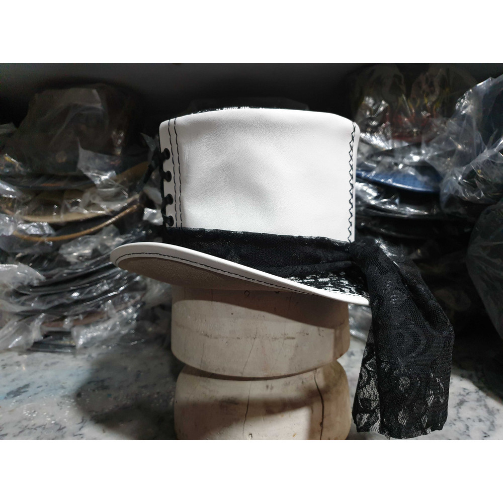 Steampunk Black Crusty Band White Leather Top Hat (7).jpg