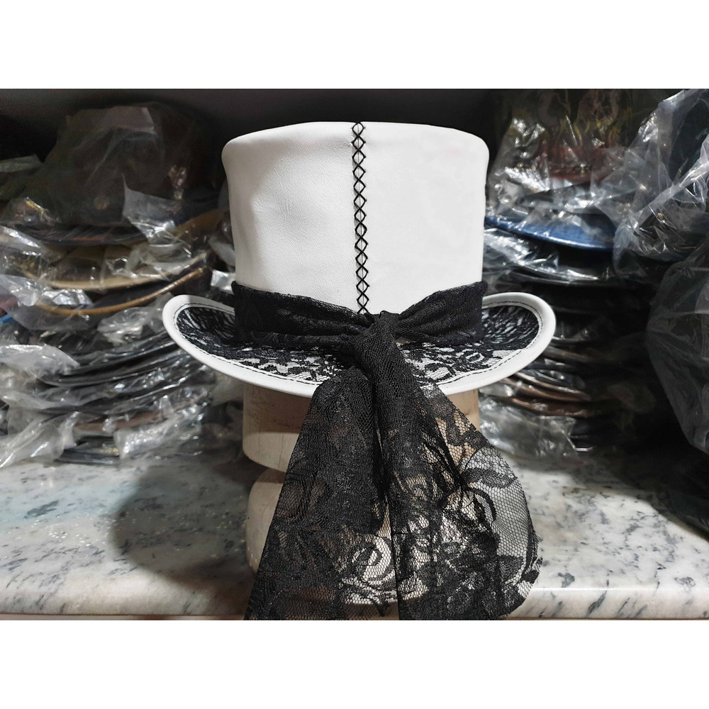 Steampunk Black Crusty Band White Leather Top Hat (8).jpg