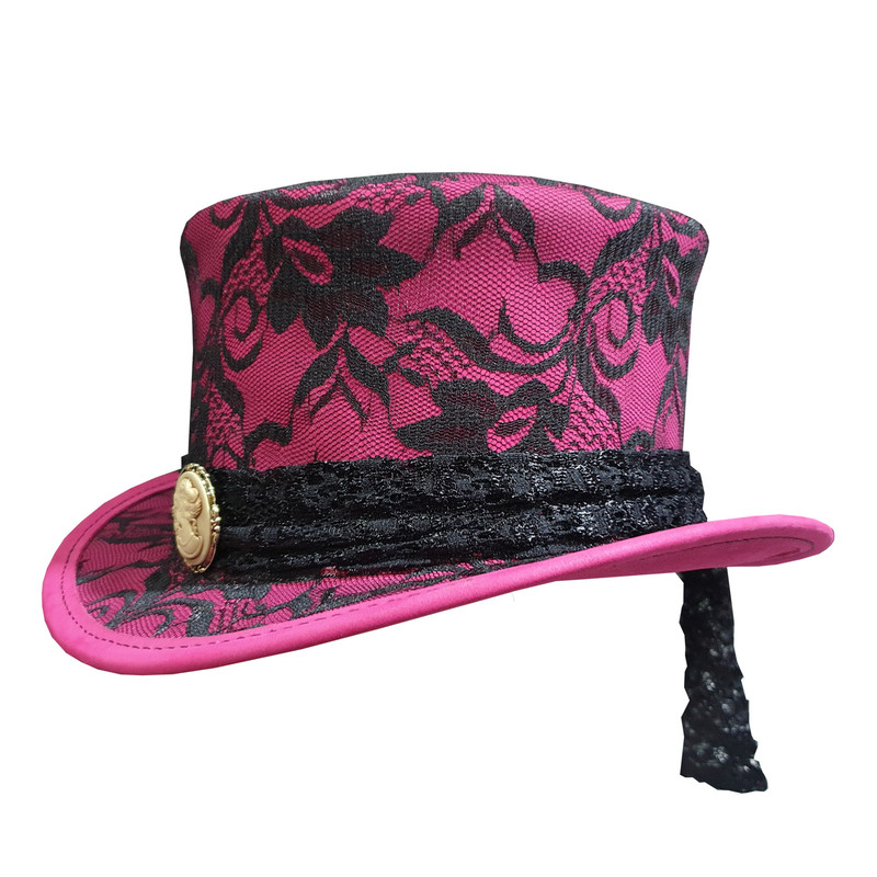 Steampunk Havisham Pink Leather Top Hat 1jpg