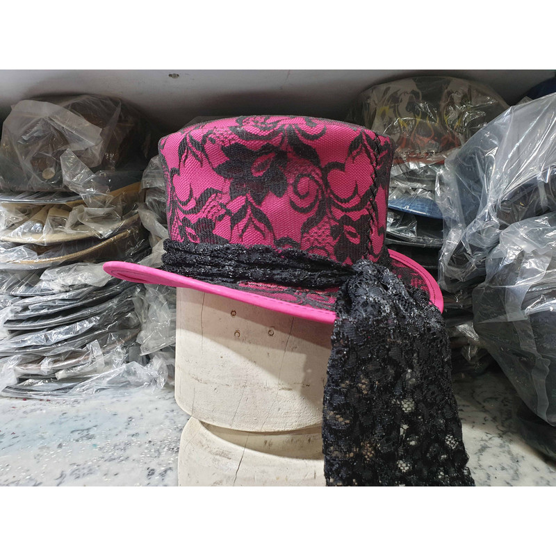 Steampunk Havisham Pink Leather Top Hat 6jpg