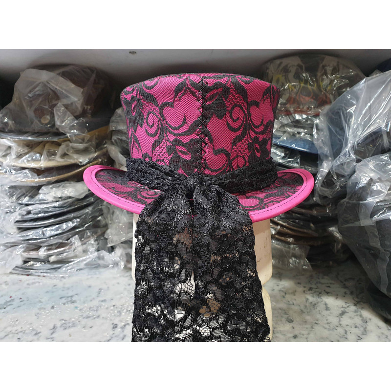 Steampunk Havisham Pink Leather Top Hat 7jpg