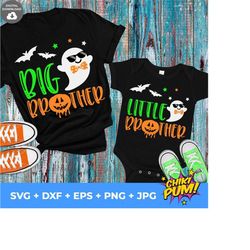 big brother svg, little brother svg, halloween svg, boys halloween cut files, ghost svg, kids costume, halloween siblings cut files
