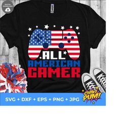all american gamer svg, video game 4th of july svg, american video game svg, boy 4th of july shirt svg