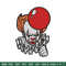 Pennywise with balloon Embroidery design, Halloween Embroidery, Embroidery File, halloween design, Digital download..jpg
