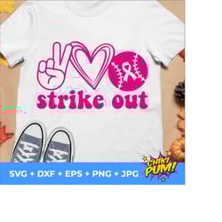 strike out svg, breast cancer svg, baseball svg, breast cancer month