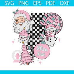 retro christmas santa claus nice list lightning bolt svg file