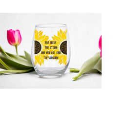 sunflower stemless wine glass for wine glass collector for nature lovers sunflower print glass floral drinkware sunflowe