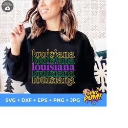 louisiana svg, louisiana stacked svg, mardi gras svg,  mirror stacked png, purple yellow green, bourbon st, laissez les bon temps rouler