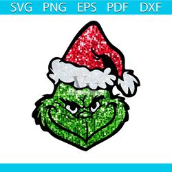 glitter grinch face christmas movie png sublimation file