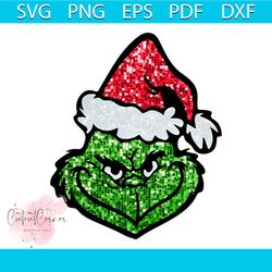 glitter grinch face christmas movie png sublimation file