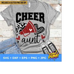 cheer aunt svg, football leopard print heart svg, leopard glitter red cheerleader svg, cheer group shirts svg, iron on png
