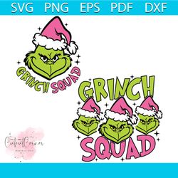 retro pink grinch squad santa hat svg cutting digital file