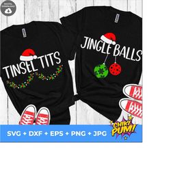 jingle balls tinsel tits svg, funny christmas svg, couple christmas shirts svg