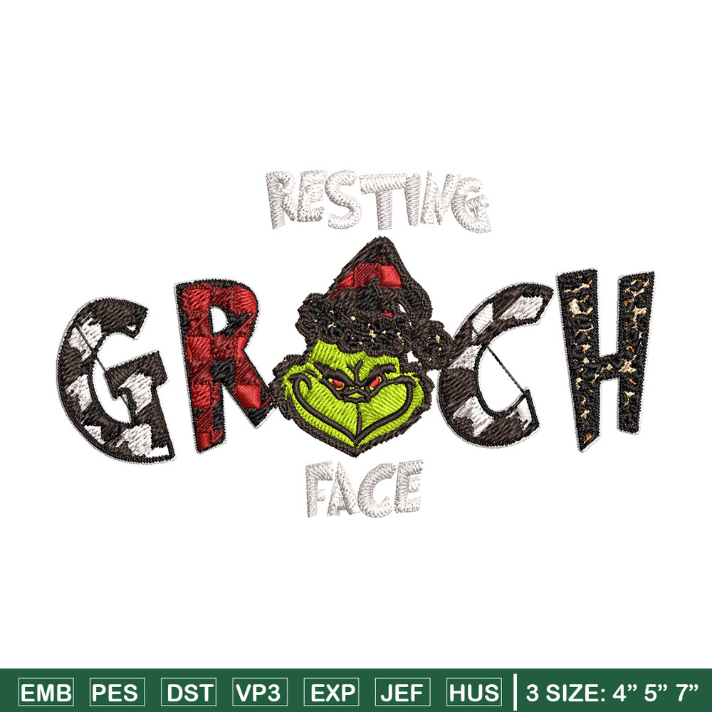 Resting Grinch Face Embroidery design, Grinch christmas Embroidery, Grinch design, Embroidery File, Instant download..jpg