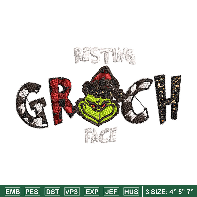 Resting Grinch Face Embroidery design, Grinch christmas Embroidery, Grinch design, Embroidery File, Instant download..jpg