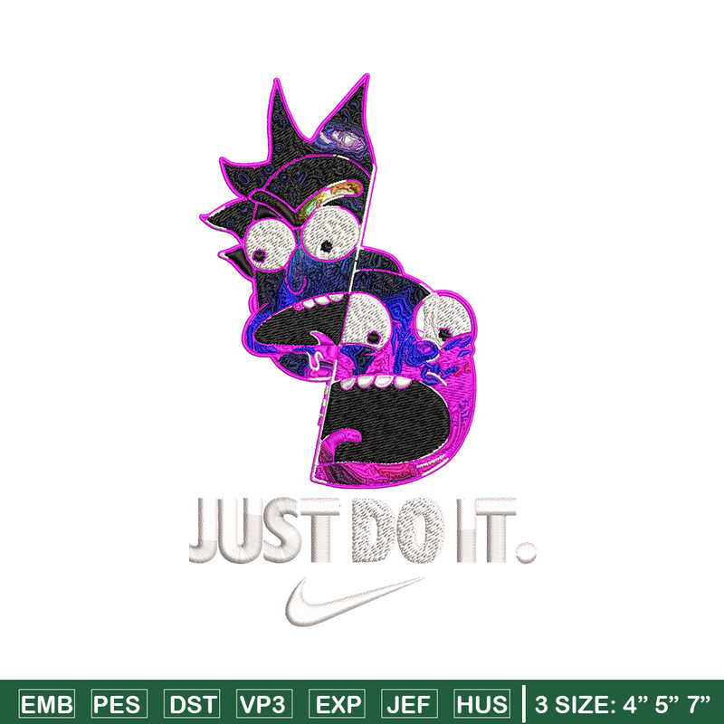 Rick and Morty x Just Rick It Embroidery design, Cartoon Embroidery, Logo Nike design, Embroidery file, Instant download.jpg