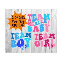 Gender Reveal Bundle SVG, New Mom Svg, Team Healthy Baby Svg, New Baby Party T-Shirt Svg ,Baby Boy Svg, Baby Girl Svg, Wavy Stacked Svg