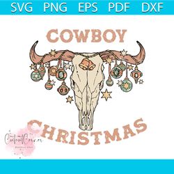 vintage cowboy christmas highland cow svg download