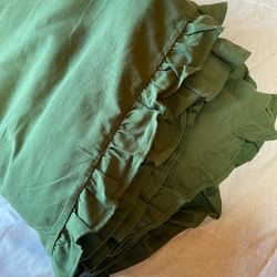 Ruffled hemp duvet cover and two pillowcases, hemp set with ruffles