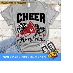 cheer grandma svg, football leopard print heart svg, leopard glitter red cheerleader svg, cheer group shirts svg, iron on png