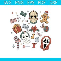 retro christmas horror movie character svg digital file
