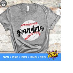 baseball grandma svg, baseball svg, baseball shirt, grunge distressed svg cut files for cricut & silhouette, png