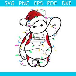 big hero 6 cute santa baymax christmas lights png file