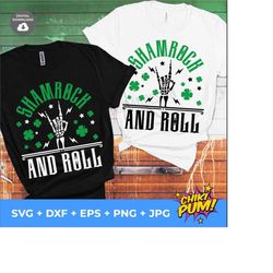 shamrock and roll svg, st. patrick's svg, skeleton svg, rocker svg, st. paddy's png, st patrick's day digital download cutfile