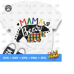 mama bear autism svg, autism mama bear svg, autism awareness svg, cut file for cricut, silhouette, bestseller